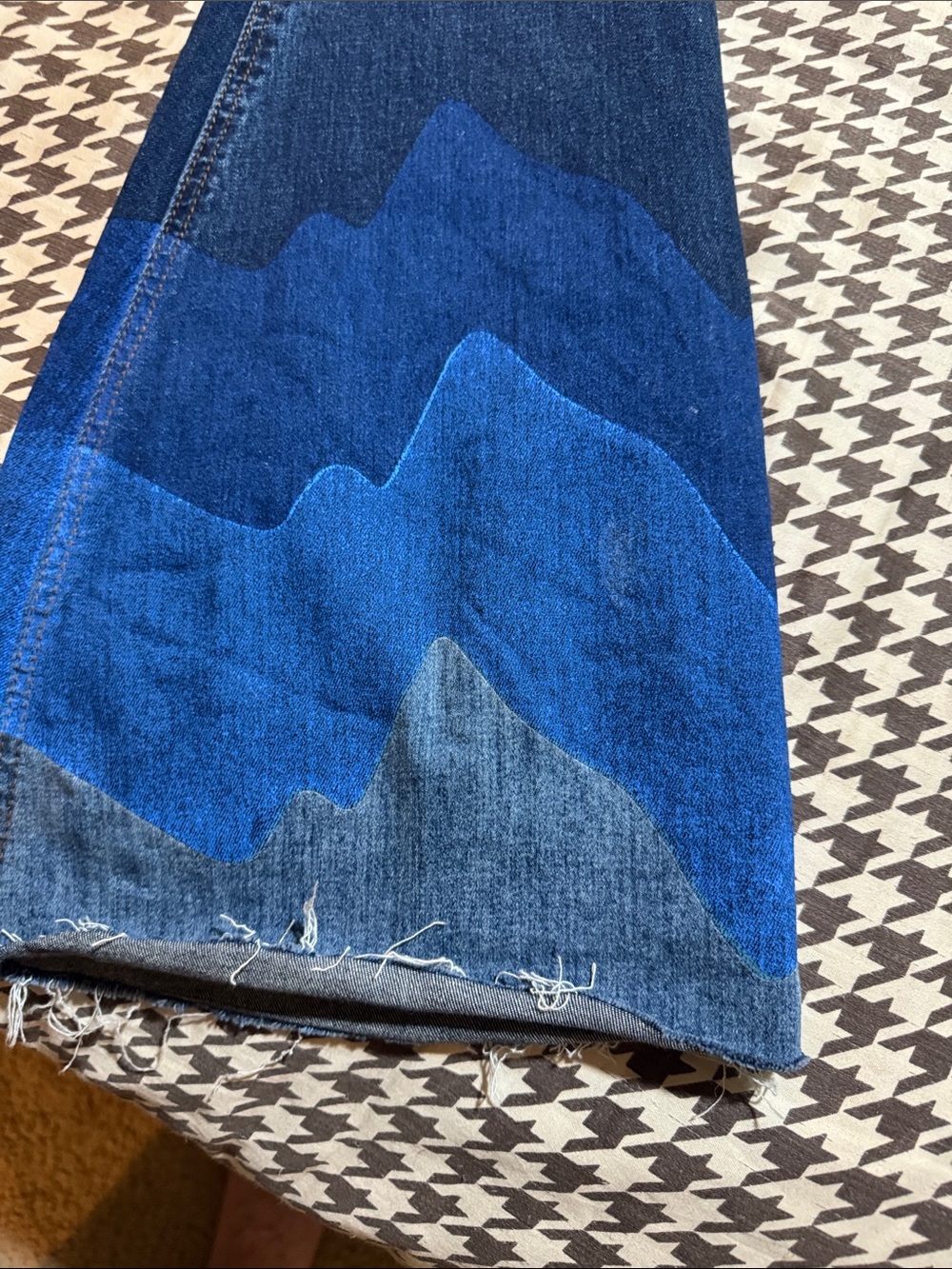 Dark Blue Flare Jeans with Mountain Panel Detail - Picture 4 of 9